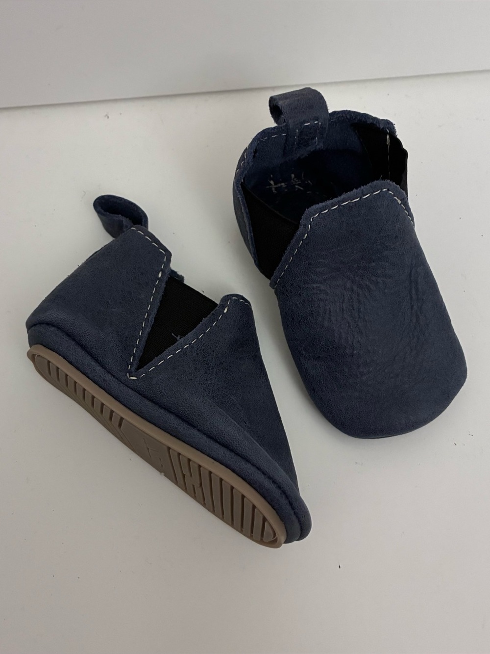 Freshly Picked Baby Size 4 Alta Chelsea Boot Moccasin Leather Hard Sole Navy